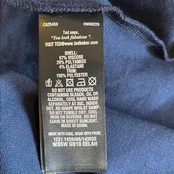 Ted Baker London UK 3 (US6-8) Navy Mini Dress Jeweled collar holiday party dress - Picture 8 of 12